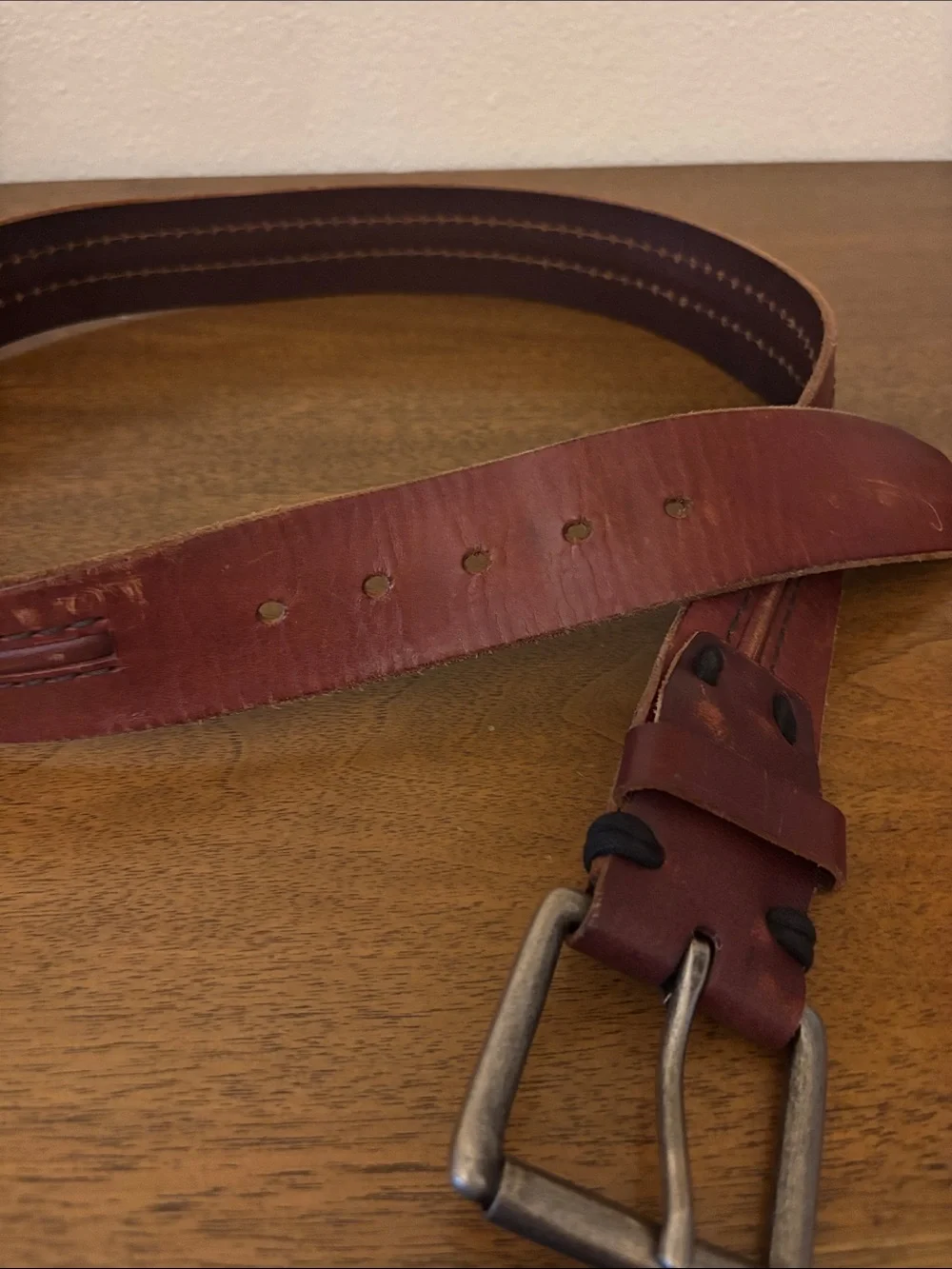 Lucky Brand Rustic Brown 2”detailed Leather Belt with Distressed Metal Buckle 36